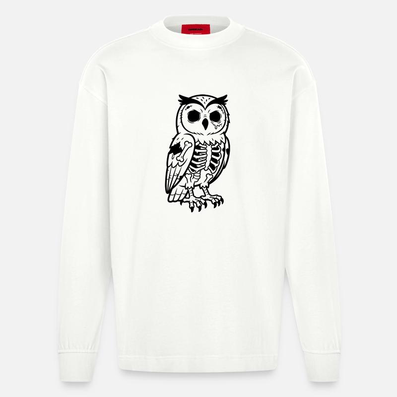 Chouette Zombie - Manches longues bio épais oversize fabriqué en UE - OFF WHITE