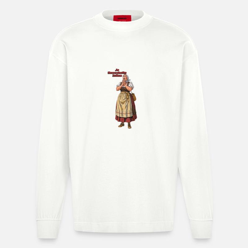 Dirndl Retro Jo Herrschaftszeiten - Heavyweight Oversized Organic Langarmshirt Made in EU - OFF WHITE