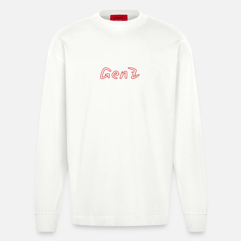 GenZ Graffiti Rot - Heavyweight Oversized Organic Langarmshirt Made in EU - OFF WHITE