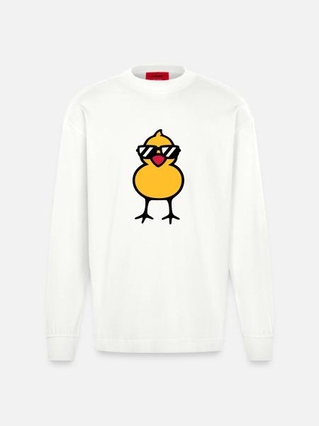 cool chick (rd) - Manches longues bio épais oversize fabriqué en UE - OFF WHITE