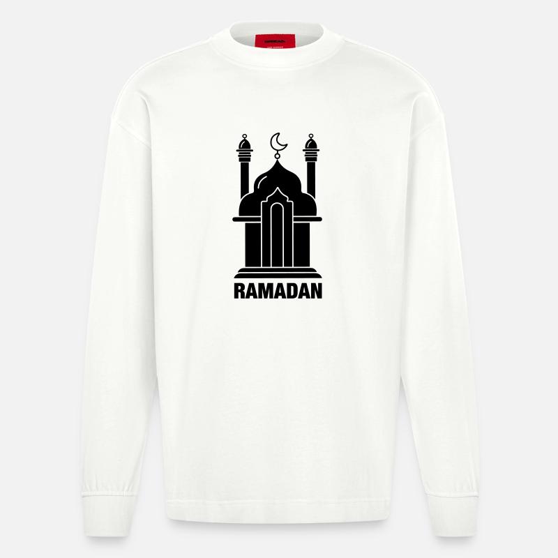 Ramadan-Text und Moschee - Heavyweight Oversized Organic Langarmshirt Made in EU - OFF WHITE