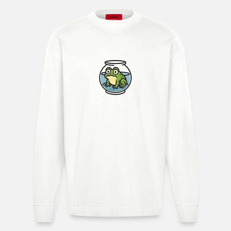 Frog in a Bowl - Heavyweight Oversized Organic Longsleeve Shirt Made in EU - OFF WHITE