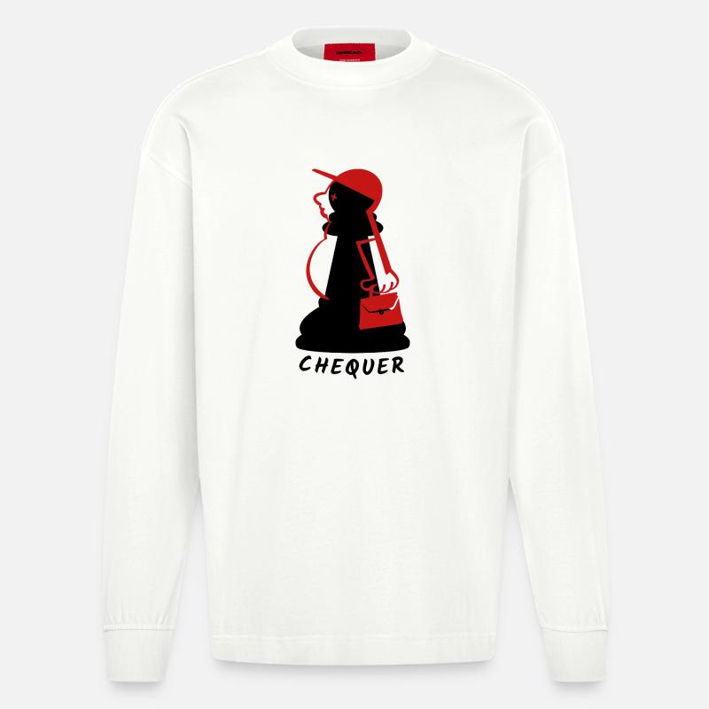 Chequer - Heavyweight Oversized Organic Langarmshirt Made in EU - OFF WHITE