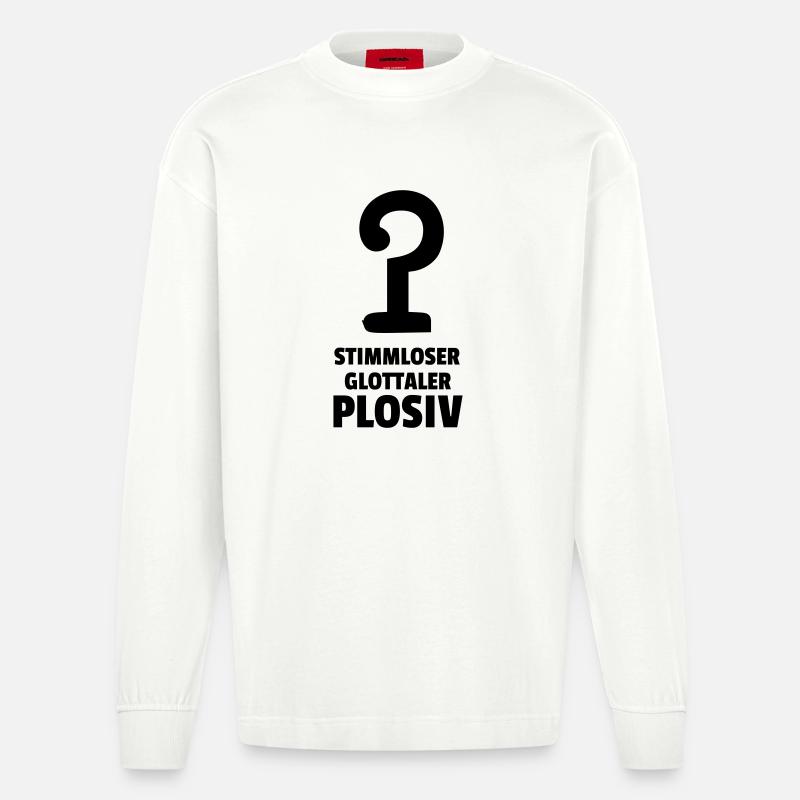 stimmloser glottaler Plosiv - Heavyweight Oversized Organic Langarmshirt Made in EU - OFF WHITE