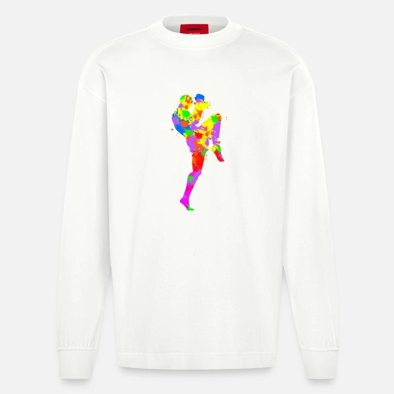 Rainbow Splash Runner - Heavyweight Oversized Organic Longsleeve Shirt Made in EU - OFF WHITE