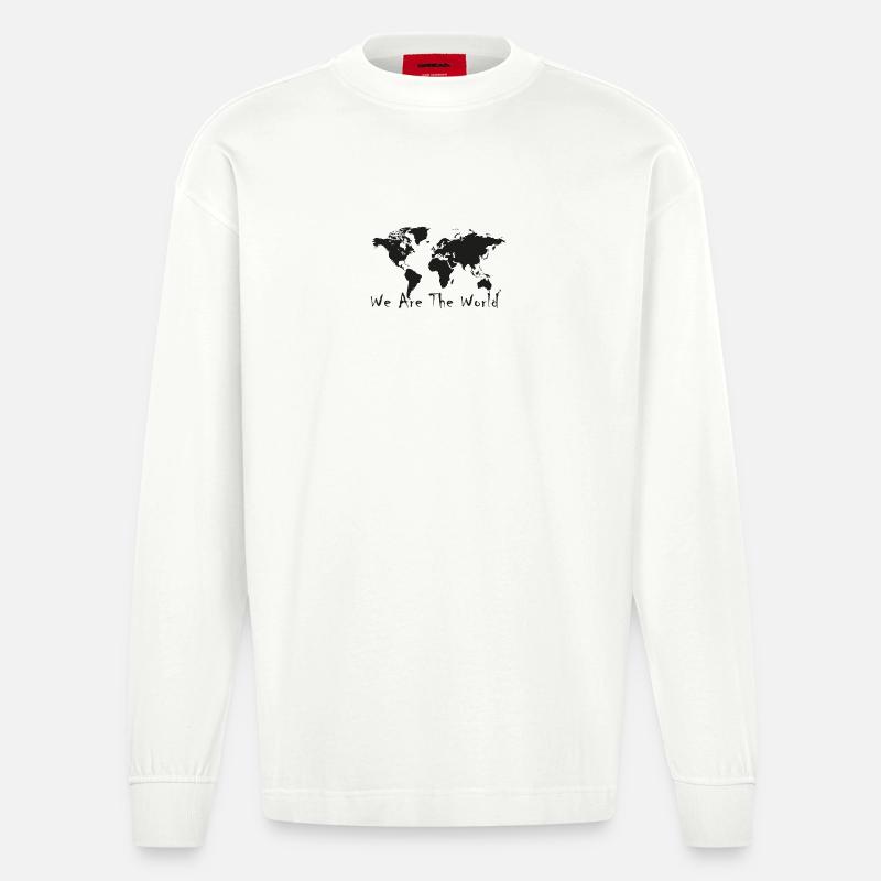 World Unity Map Silhouette - Heavyweight Oversized Organic Langarmshirt Made in EU - OFF WHITE