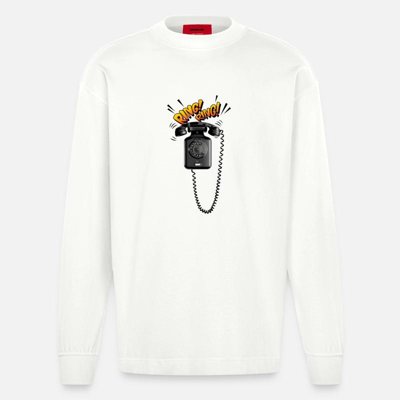 Telefon ohne Touch-Screen - Heavyweight Oversized Organic Langarmshirt Made in EU - OFF WHITE