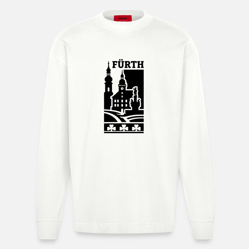 Fürth Silhouette Wahrzeichen - Heavyweight Oversized Organic Langarmshirt Made in EU - OFF WHITE