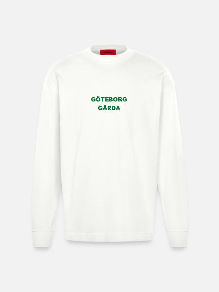Göteborg Gårda – Green-black design - Heavyweight Oversized Organic Longsleeve Shirt Made in EU - OFF WHITE