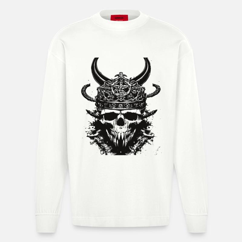 Wikinger Schädel Valhalla Viking - Heavyweight Oversized Organic Langarmshirt Made in EU - OFF WHITE
