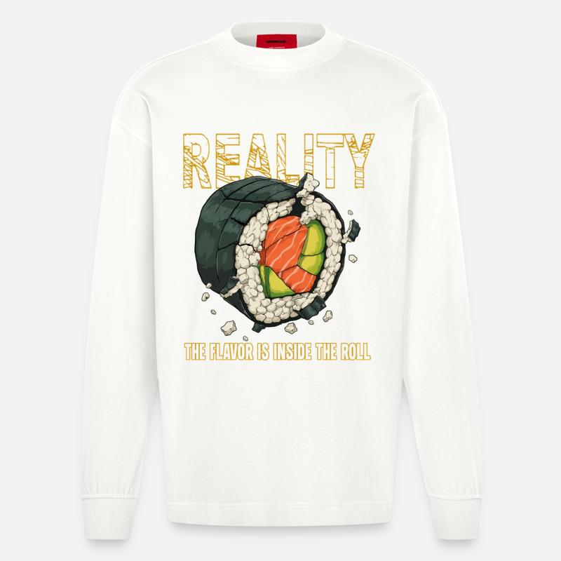 Sushi Roll Réalité Saveur Intérieure - Manches longues bio épais oversize fabriqué en UE - OFF WHITE