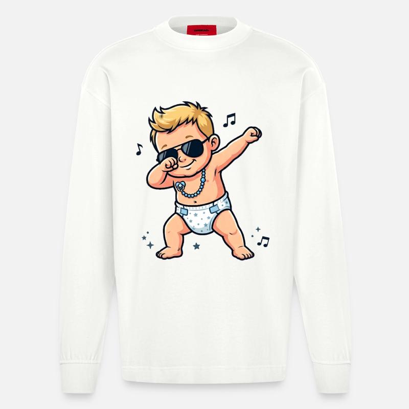 Bébé mignon – Garçon blond - Manches longues bio épais oversize fabriqué en UE - OFF WHITE