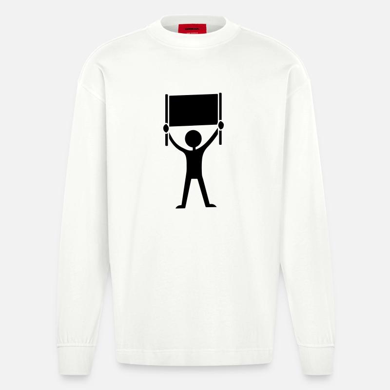 Botschaft Demonstration - Heavyweight Oversized Organic Langarmshirt Made in EU - OFF WHITE