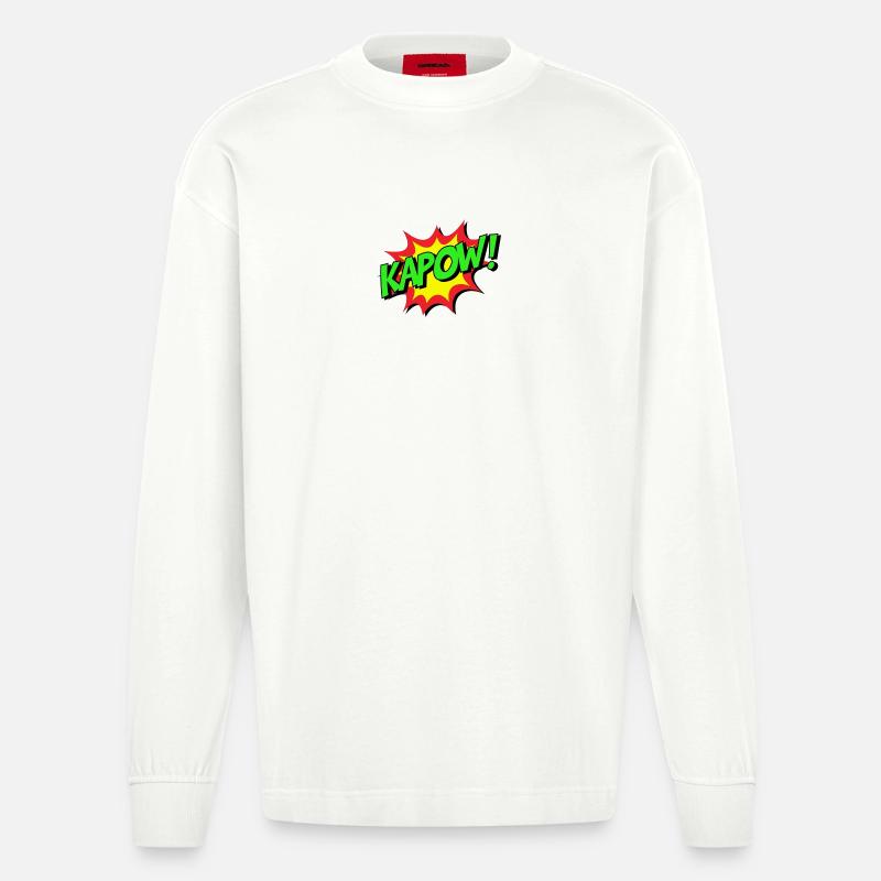 KAPOW Comic Explosion - Heavyweight Oversized Organic Langarmshirt Made in EU - OFF WHITE