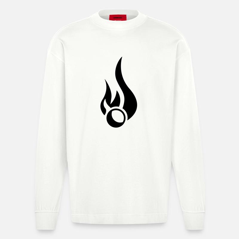 Flammender Ball - Heavyweight Oversized Organic Langarmshirt Made in EU - OFF WHITE
