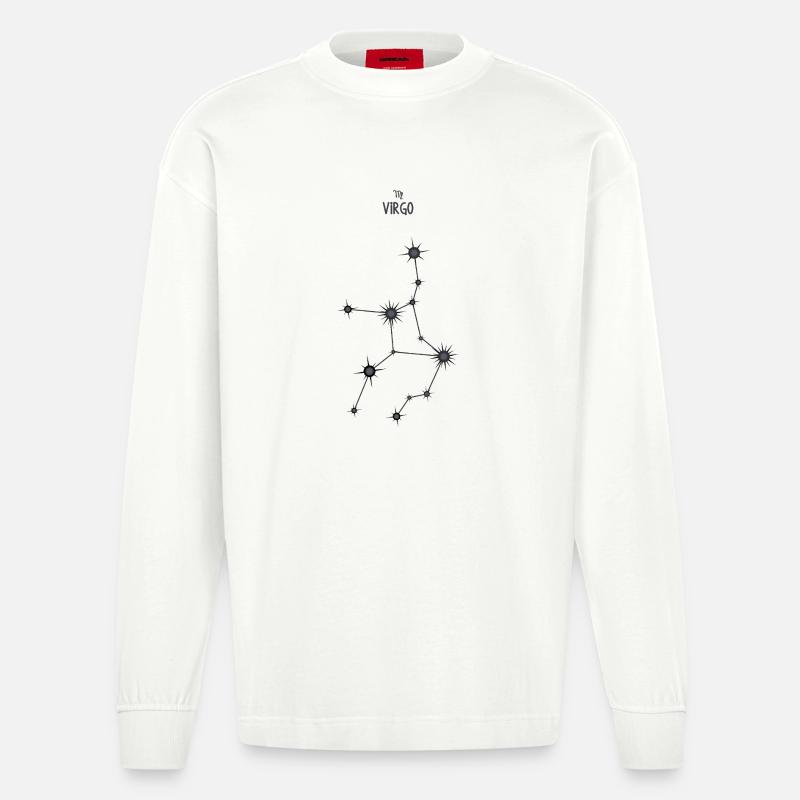 Jungfrau Sternzeichen Sternbild Schwarz & Grau - Heavyweight Oversized Organic Langarmshirt Made in EU - OFF WHITE