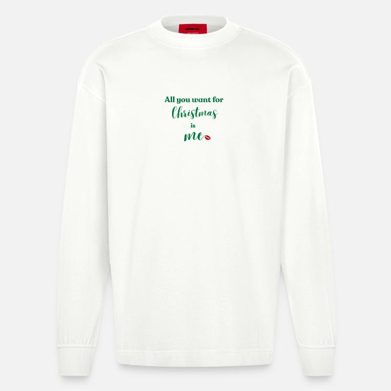 Weihnachten bin ich dein Wunsch - Heavyweight Oversized Organic Langarmshirt Made in EU - OFF WHITE
