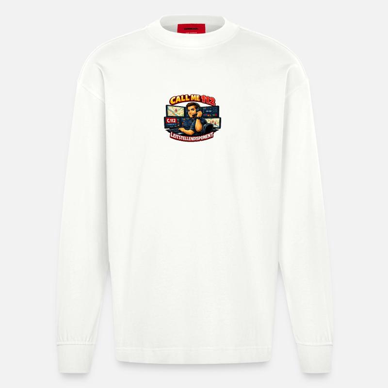 Call Me 112 Leitstellendisponent - Heavyweight Oversized Organic Langarmshirt Made in EU - OFF WHITE