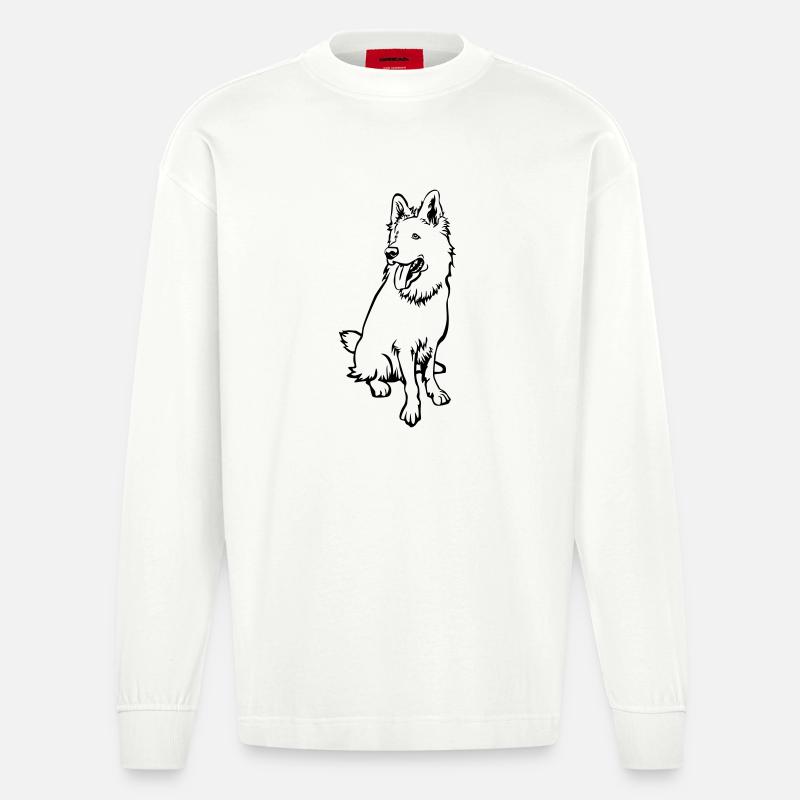 Schweizer Schäferhund - Heavyweight Oversized Organic Langarmshirt Made in EU - OFF WHITE