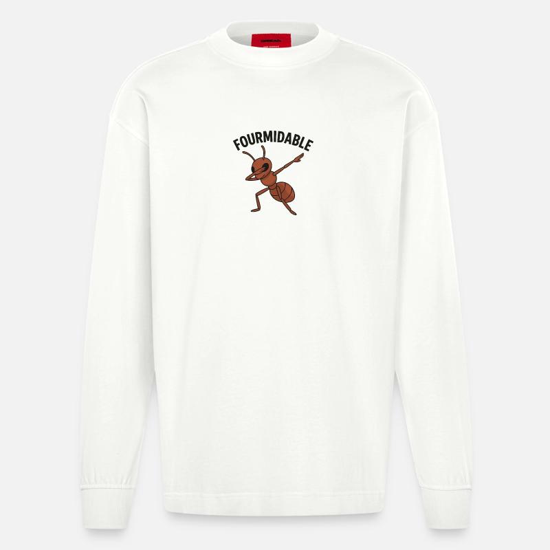 Fourmidable Dab Ameise - Heavyweight Oversized Organic Langarmshirt Made in EU - OFF WHITE