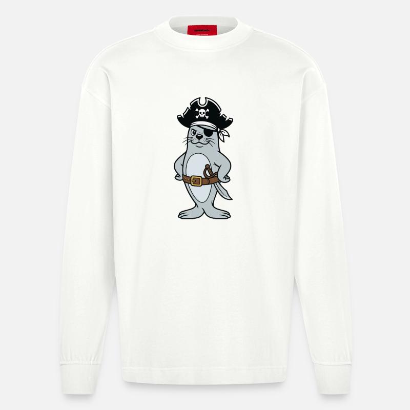 Robbenpirat - Heavyweight Oversized Organic Langarmshirt Made in EU - OFF WHITE