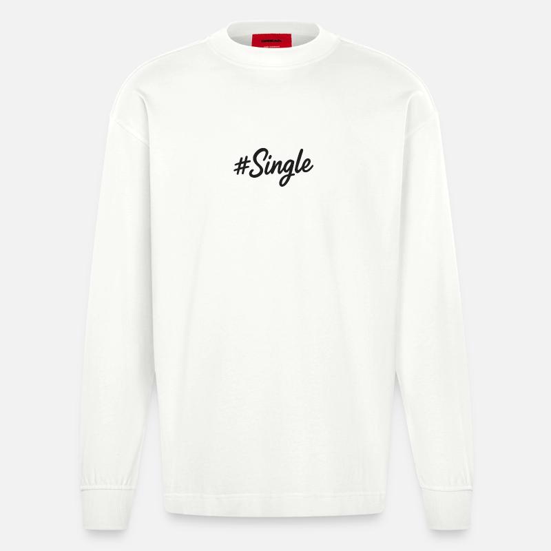 #Single – Statement Design in Handschrift - Heavyweight Oversized Organic Langarmshirt Made in EU - OFF WHITE