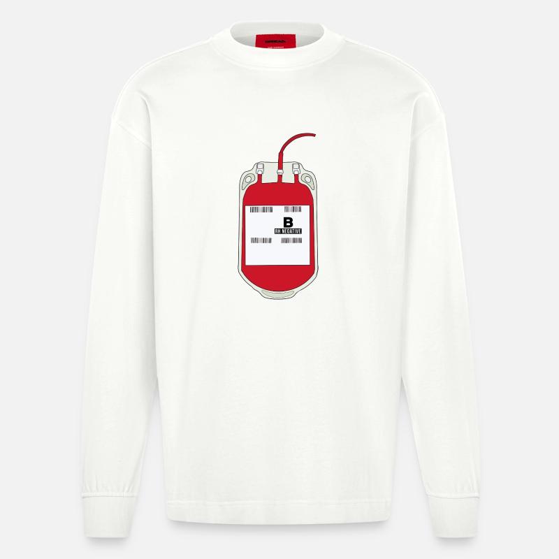 Poche de sang B négative - Manches longues bio épais oversize fabriqué en UE - OFF WHITE