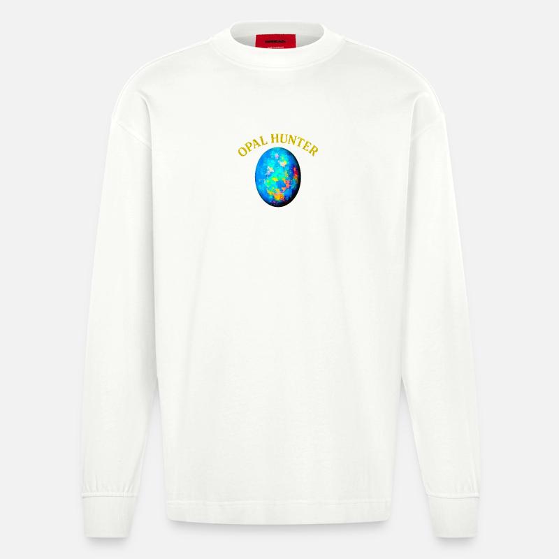 Opal Hunter: Bunter Eierdruck - Heavyweight Oversized Organic Langarmshirt Made in EU - OFF WHITE