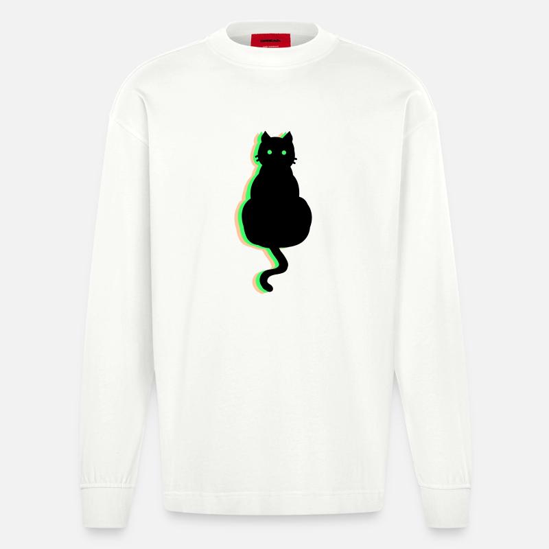 Neon Katze - Heavyweight Oversized Organic Langarmshirt Made in EU - OFF WHITE