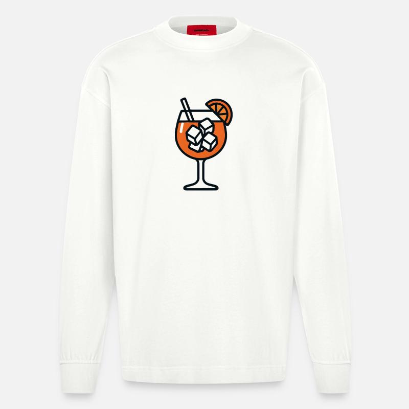 Party Spritz Glas Geschenkidee - Heavyweight Oversized Organic Langarmshirt Made in EU - OFF WHITE