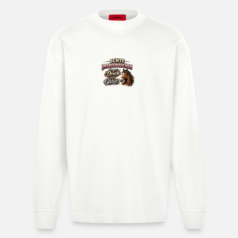 Echte Pferdemädchen: Dreck statt Glitzer - Heavyweight Oversized Organic Langarmshirt Made in EU - OFF WHITE