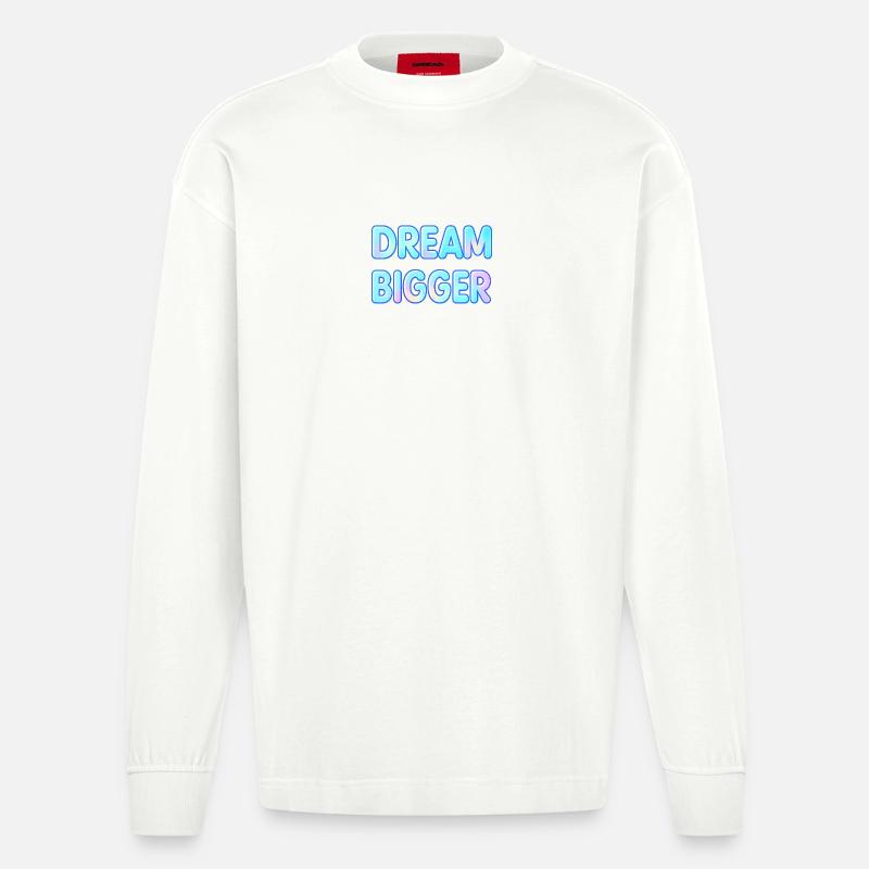 Dream Bigger Gradient Typografie - Heavyweight Oversized Organic Langarmshirt Made in EU - OFF WHITE
