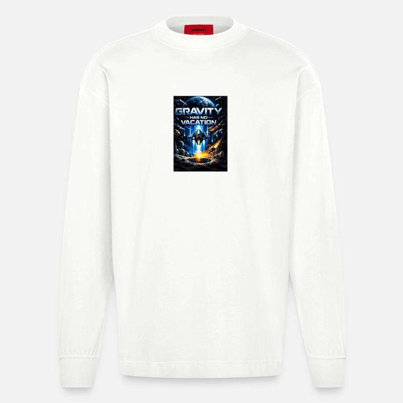 La gravité n’a pas de vacances - Manches longues bio épais oversize fabriqué en UE - OFF WHITE