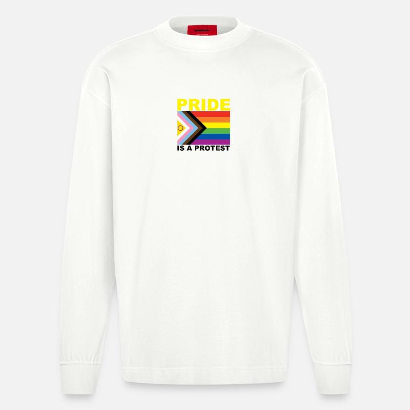 Pride is a Protest - Heavyweight Oversized Organic Langarmshirt Made in EU - OFF WHITE