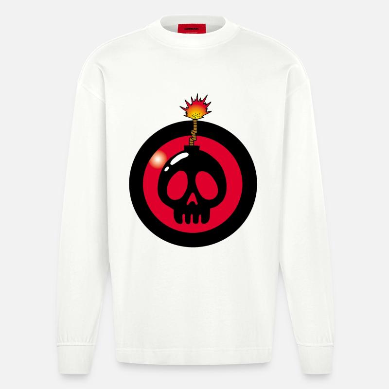 Explodierender Schädel - Heavyweight Oversized Organic Langarmshirt Made in EU - OFF WHITE