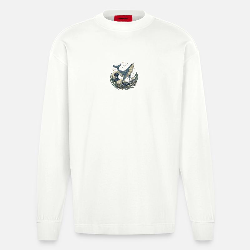 La Baleine - Pilier de l'océan - Manches longues bio épais oversize fabriqué en UE - OFF WHITE