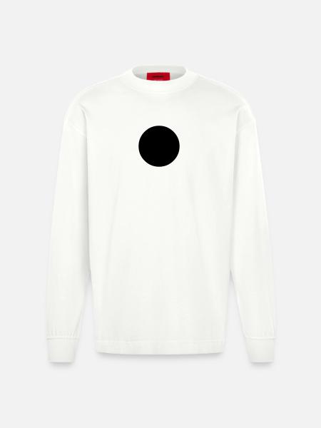 Blau-grüner Globus - Heavyweight Oversized Organic Langarmshirt Made in EU - OFF WHITE