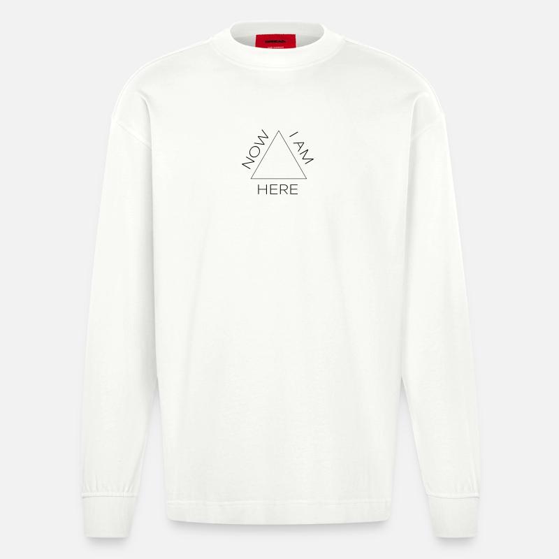 now i am here #2 - Heavyweight Oversized Organic Langarmshirt Made in EU - OFF WHITE