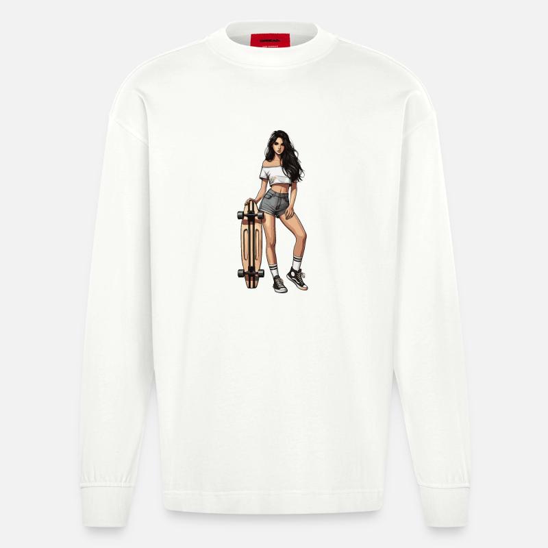 Longboard - Manches longues bio épais oversize fabriqué en UE - OFF WHITE