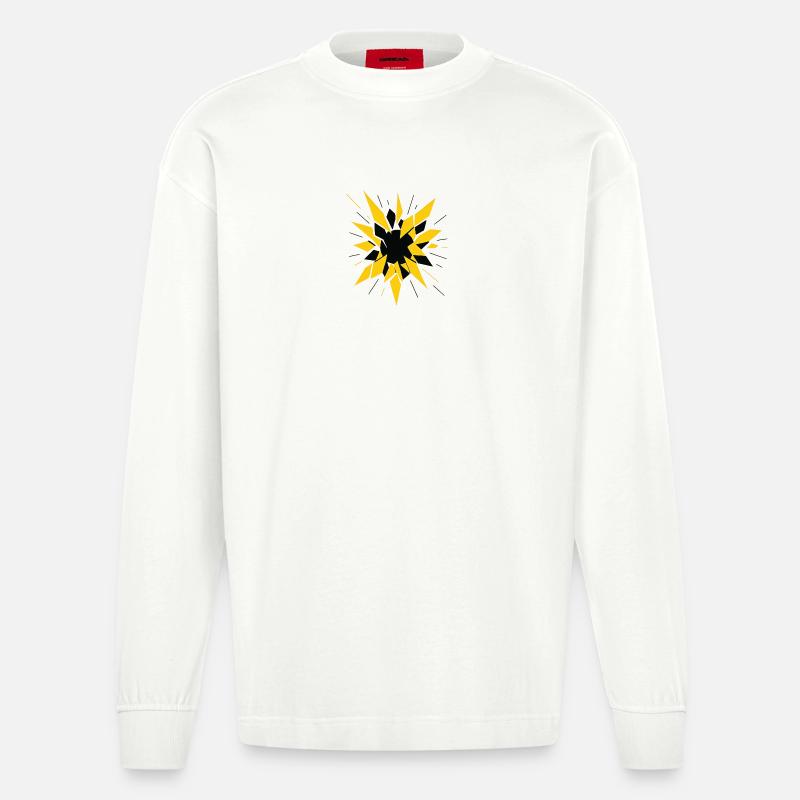Radioactive Fragmentation – Physik Design - Heavyweight Oversized Organic Langarmshirt Made in EU - OFF WHITE
