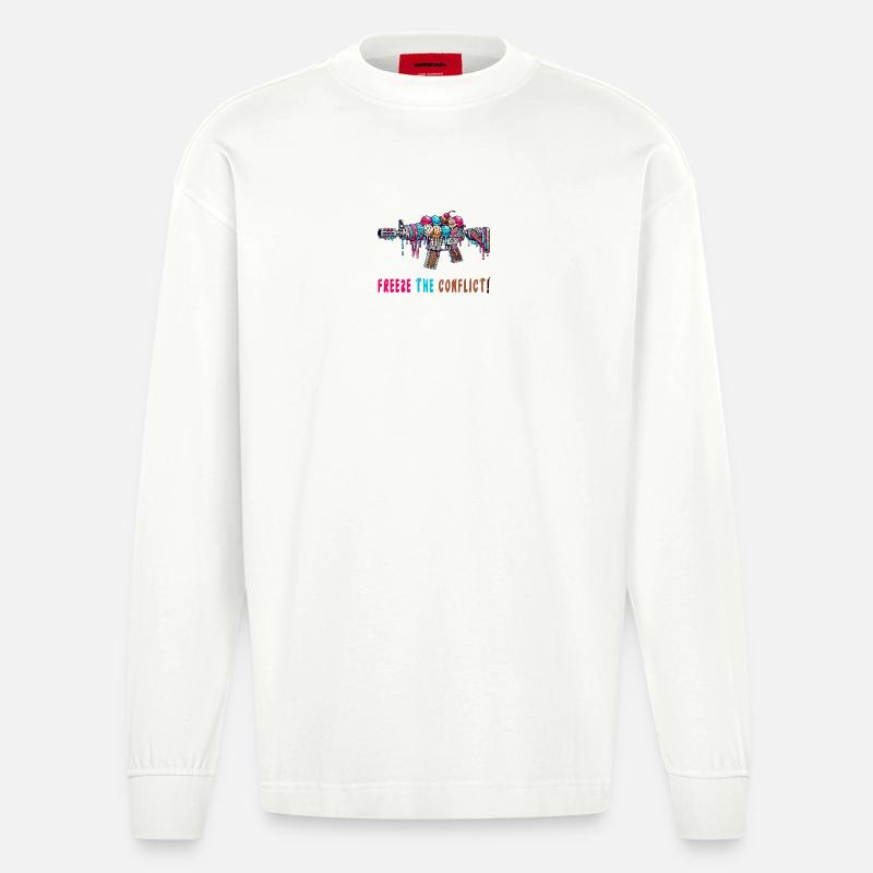 Konflikt eingefrieren Eiscreme - Heavyweight Oversized Organic Langarmshirt Made in EU - OFF WHITE