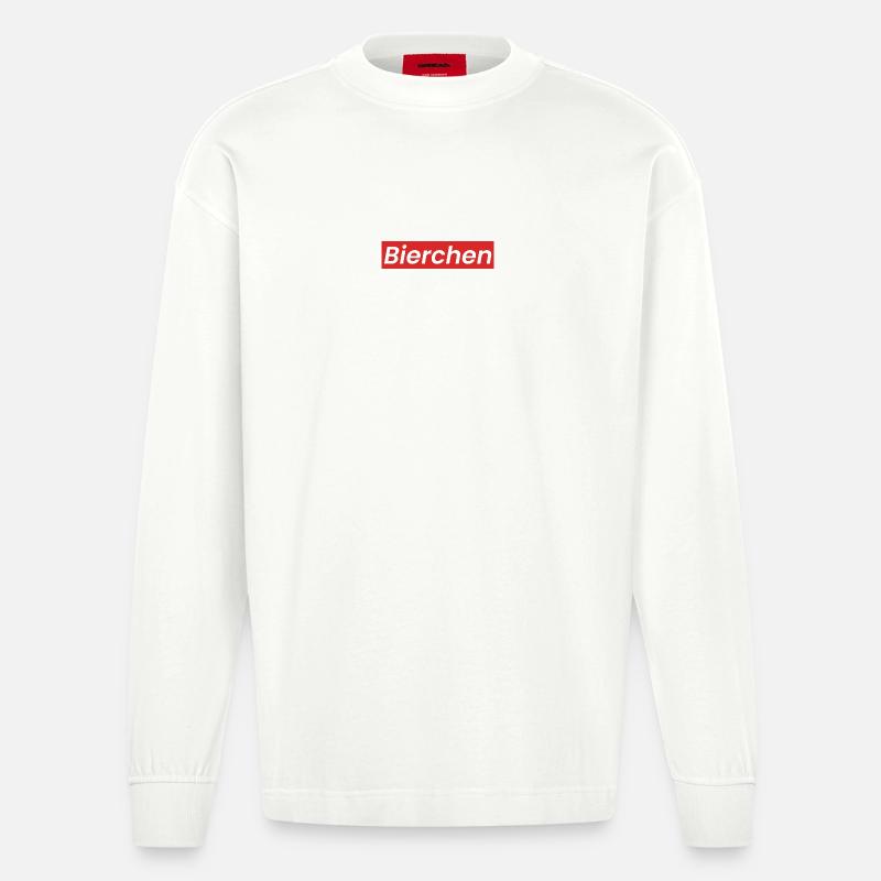 Bierchen Logo - Heavyweight Oversized Organic Langarmshirt Made in EU - OFF WHITE