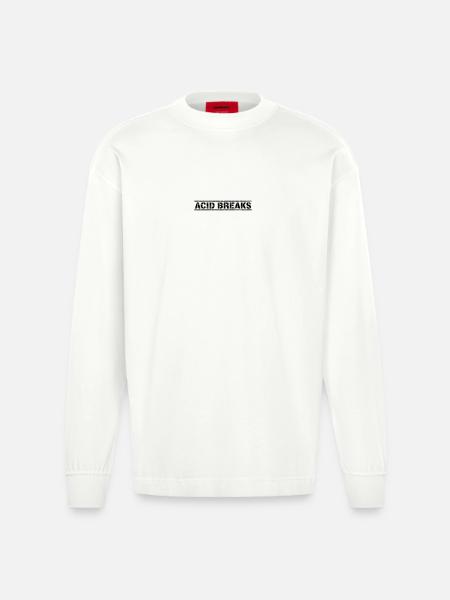 Acid Breaks - Heavyweight Oversized Organic Longsleeve Shirt Made in EU - OFF WHITE