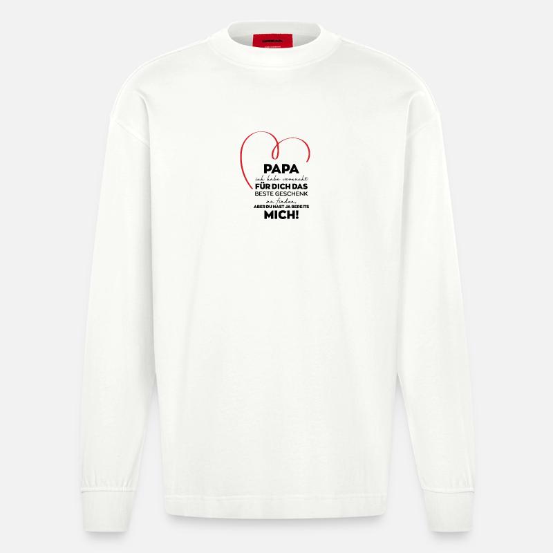 Papa lustiges Geschenk - Heavyweight Oversized Organic Langarmshirt Made in EU - OFF WHITE