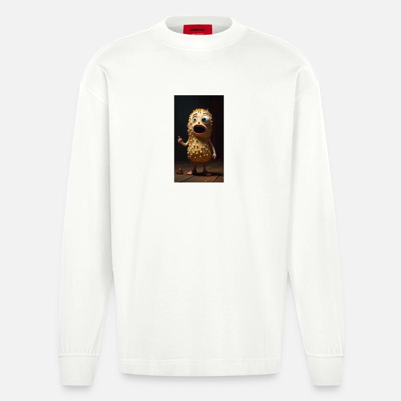 Spiky Peanut Maskottchen - Heavyweight Oversized Organic Langarmshirt Made in EU - OFF WHITE