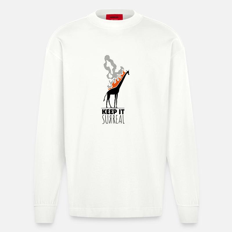 Keep It Surreal Giraffe - Statement - Heavyweight Oversized Organic Langarmshirt Made in EU - OFF WHITE
