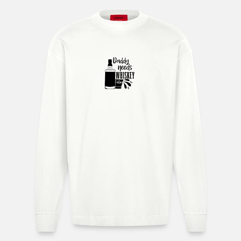 Daddy Needs a Drink Lustiger Spruch - Heavyweight Oversized Organic Langarmshirt Made in EU - OFF WHITE