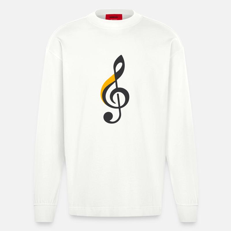 Symbole de la clé de sol - Manches longues bio épais oversize fabriqué en UE - OFF WHITE