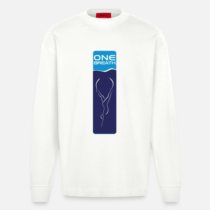 Freitauchen Emblem ONE Breath - Heavyweight Oversized Organic Langarmshirt Made in EU - OFF WHITE