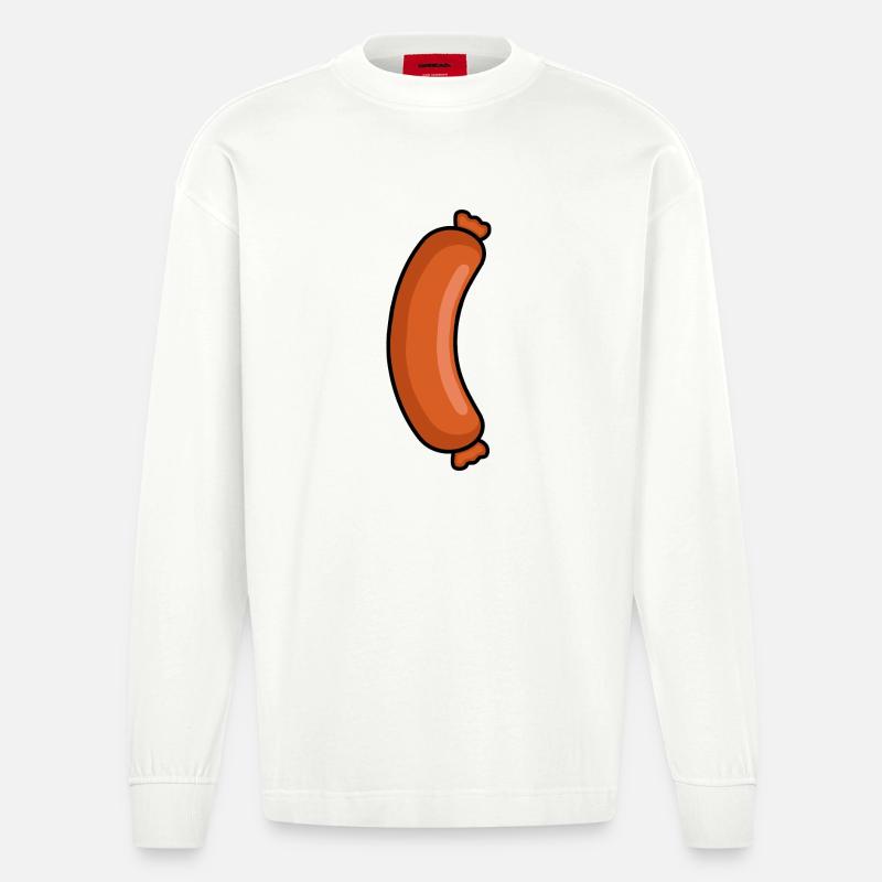 Leckere Wurst – Metzger Fleischfresser Design - Heavyweight Oversized Organic Langarmshirt Made in EU - OFF WHITE